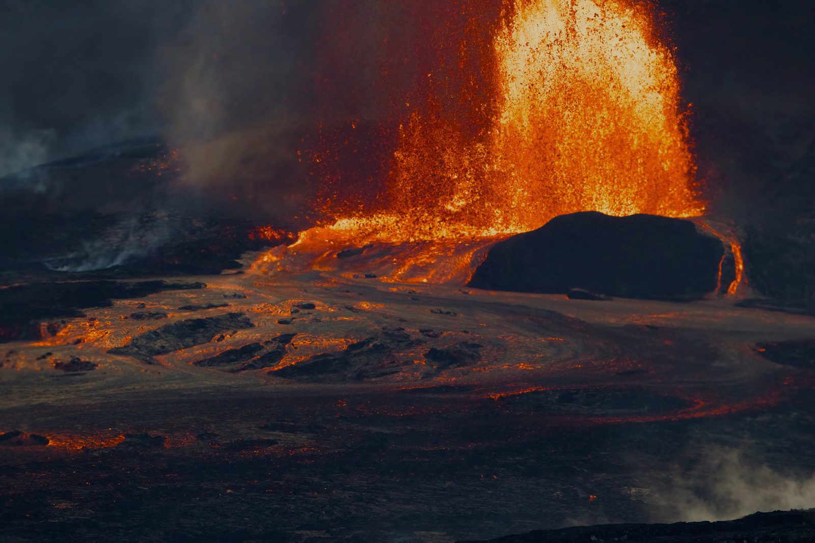 A lava fountain erupting from Kilauea on the Big Island
