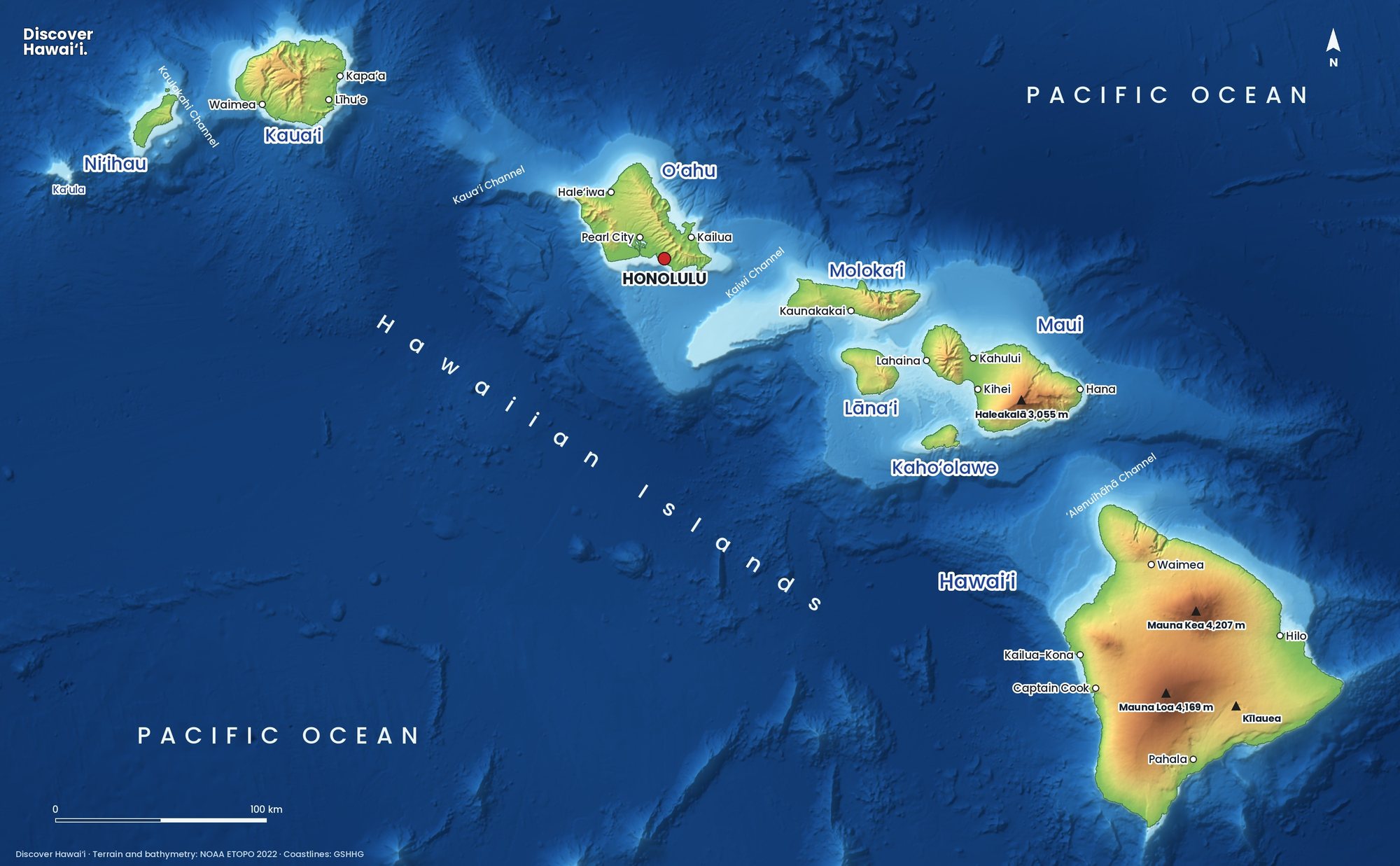 Map: the Hawaiian Islands